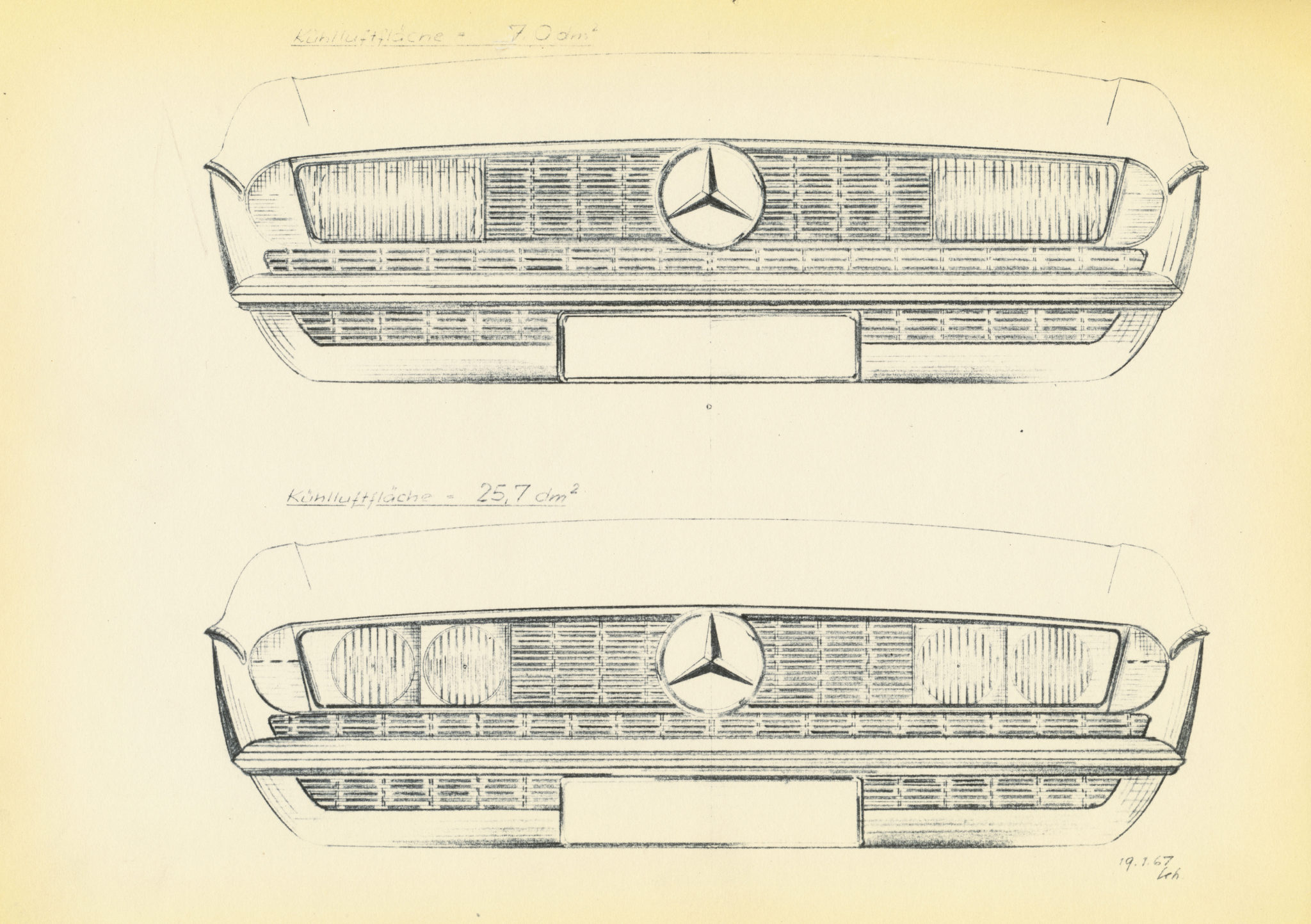 Original drawings of the R107 grille.