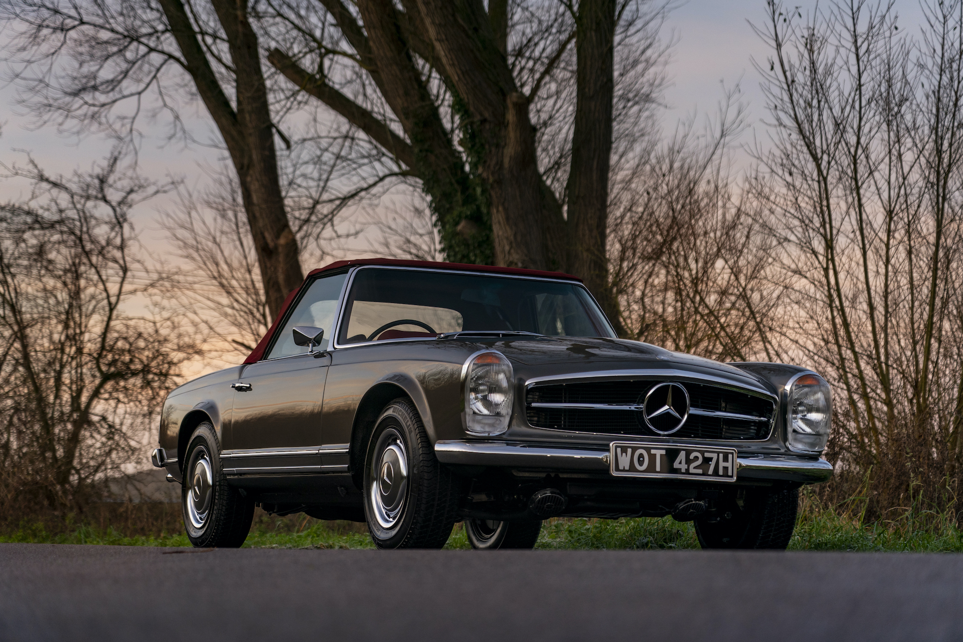 Three Quarter angle of a fully restored Mercedes Pagoda