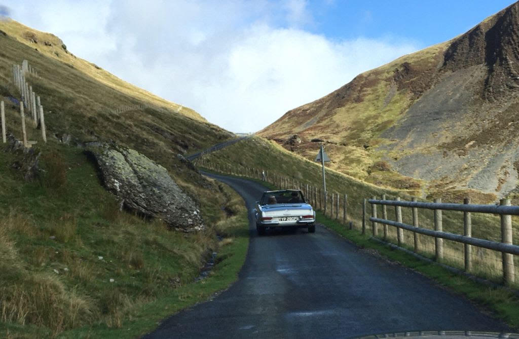 Pagoda driving through mid-Wales