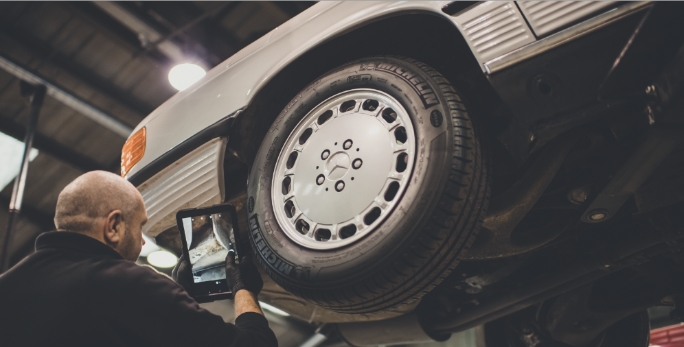 SLSHOP Craftsman Steve Inspecting a R107 SL