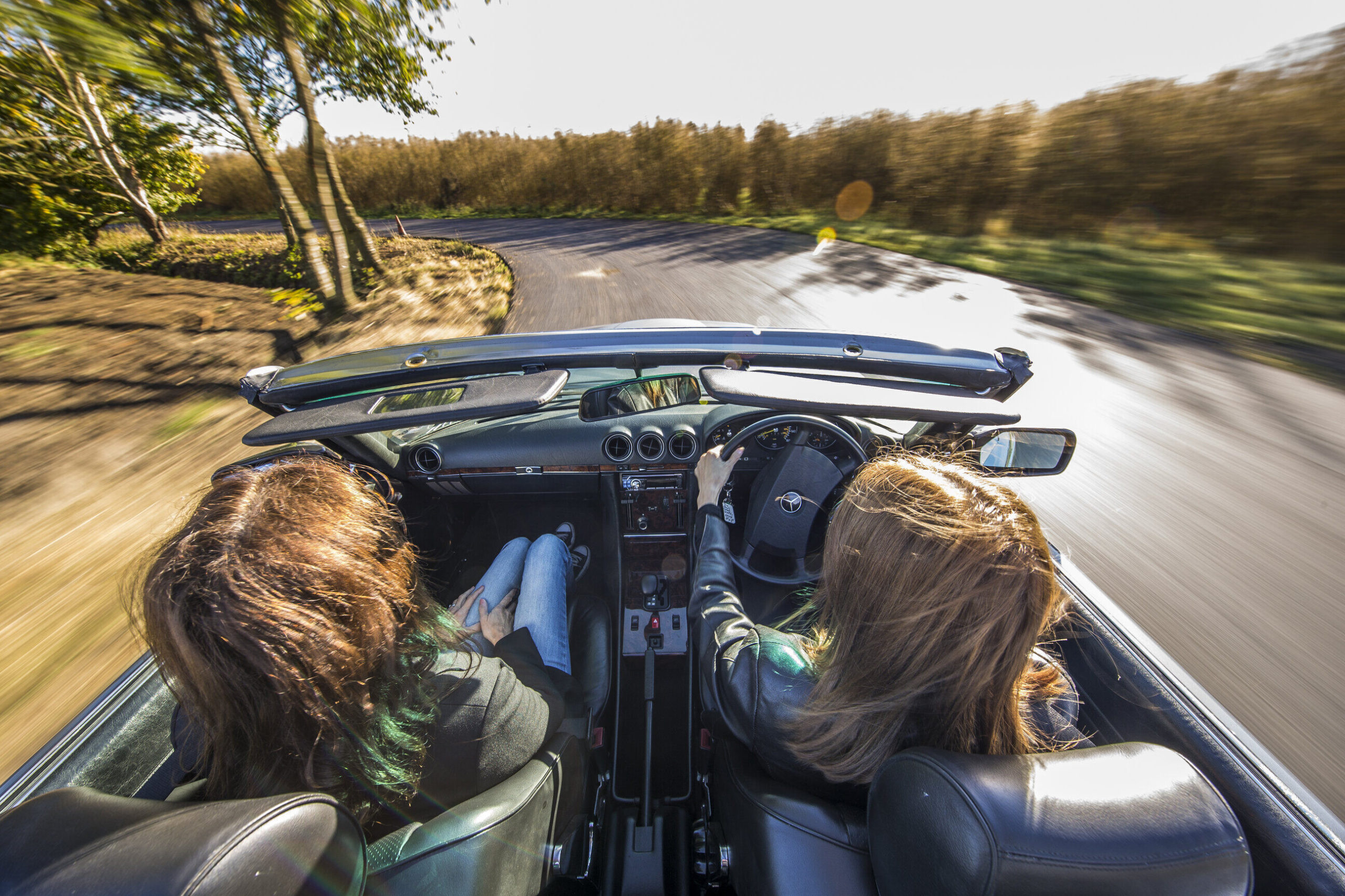 Driving down the road in an SL.