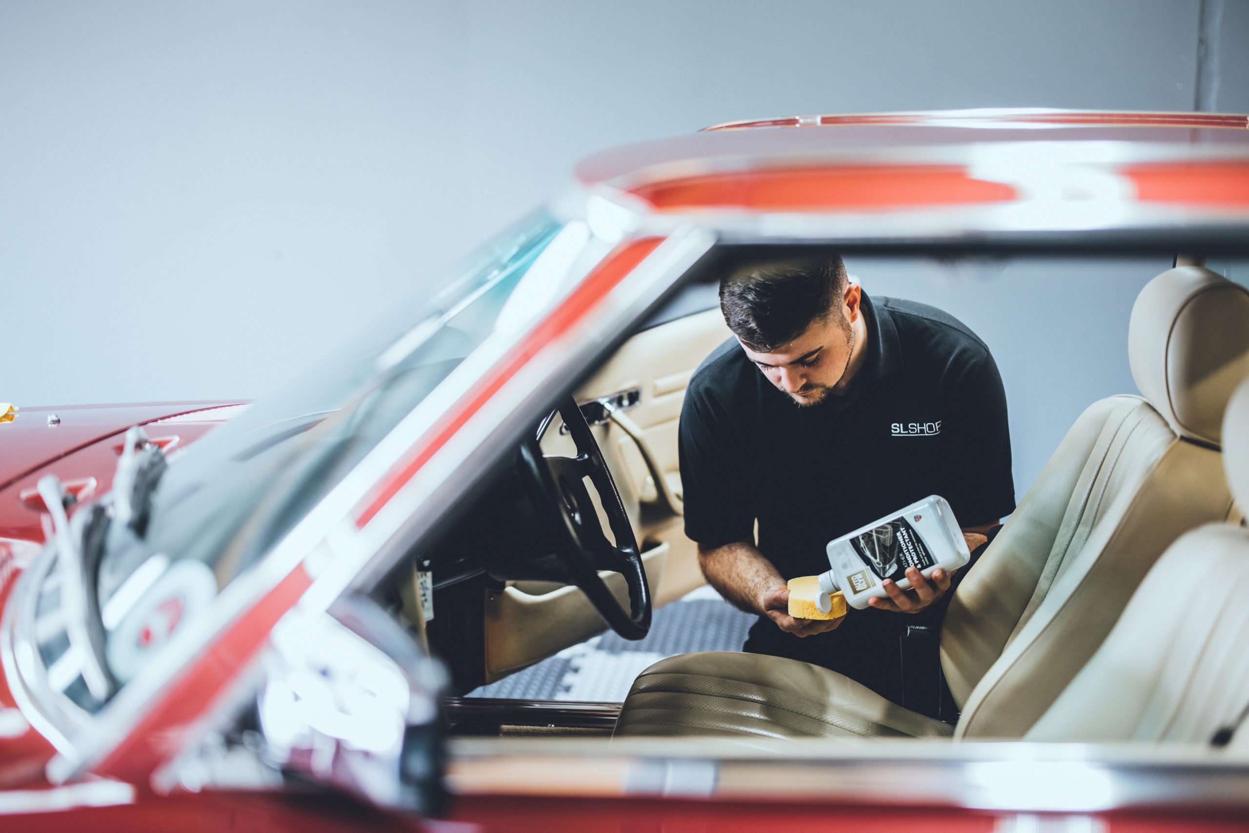 James polishing an r129 SL.