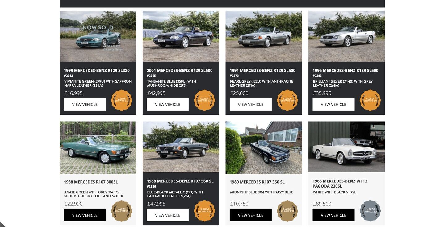 A selection of cars for sale on MarketPlace