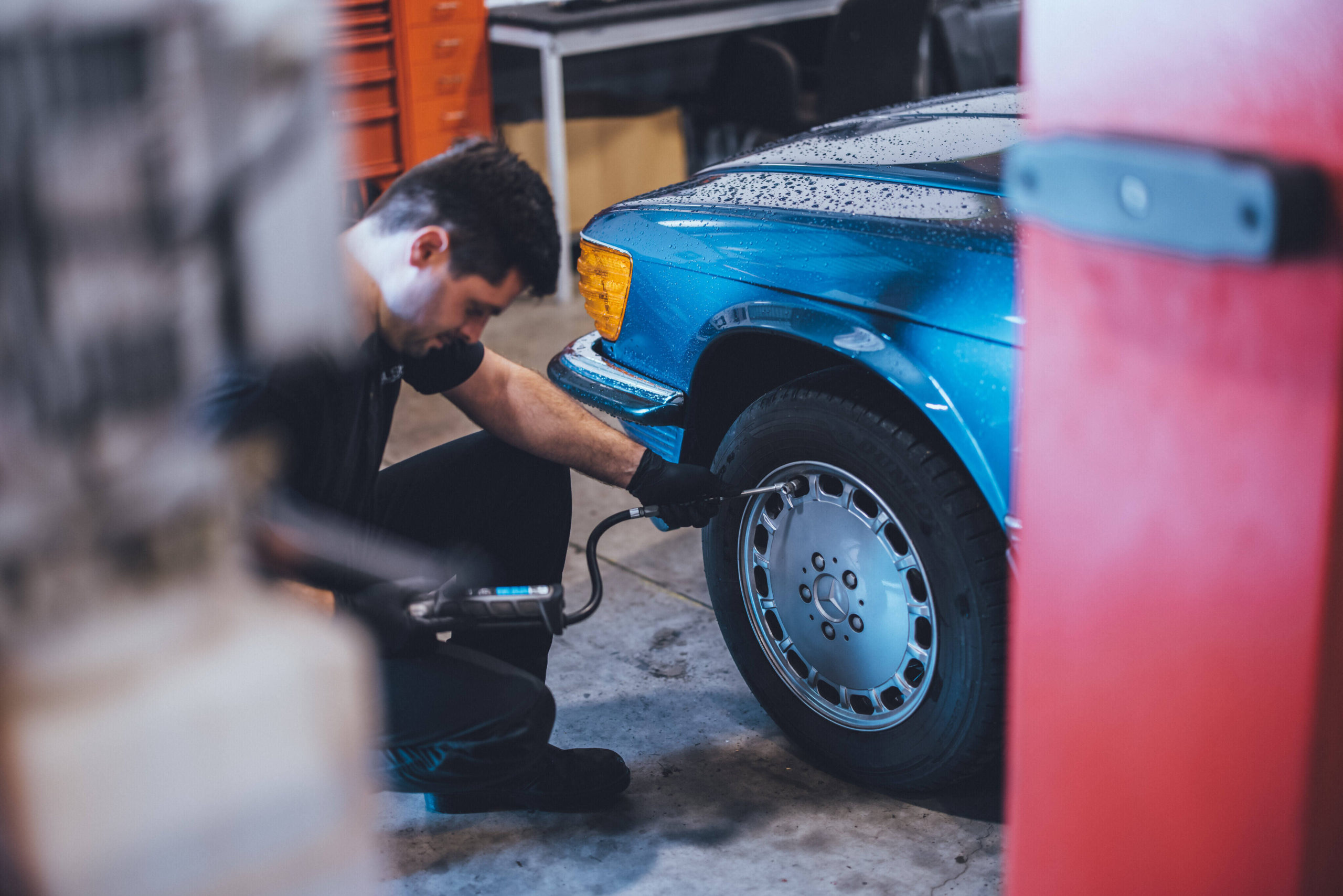 Classic car storage tire pressure check