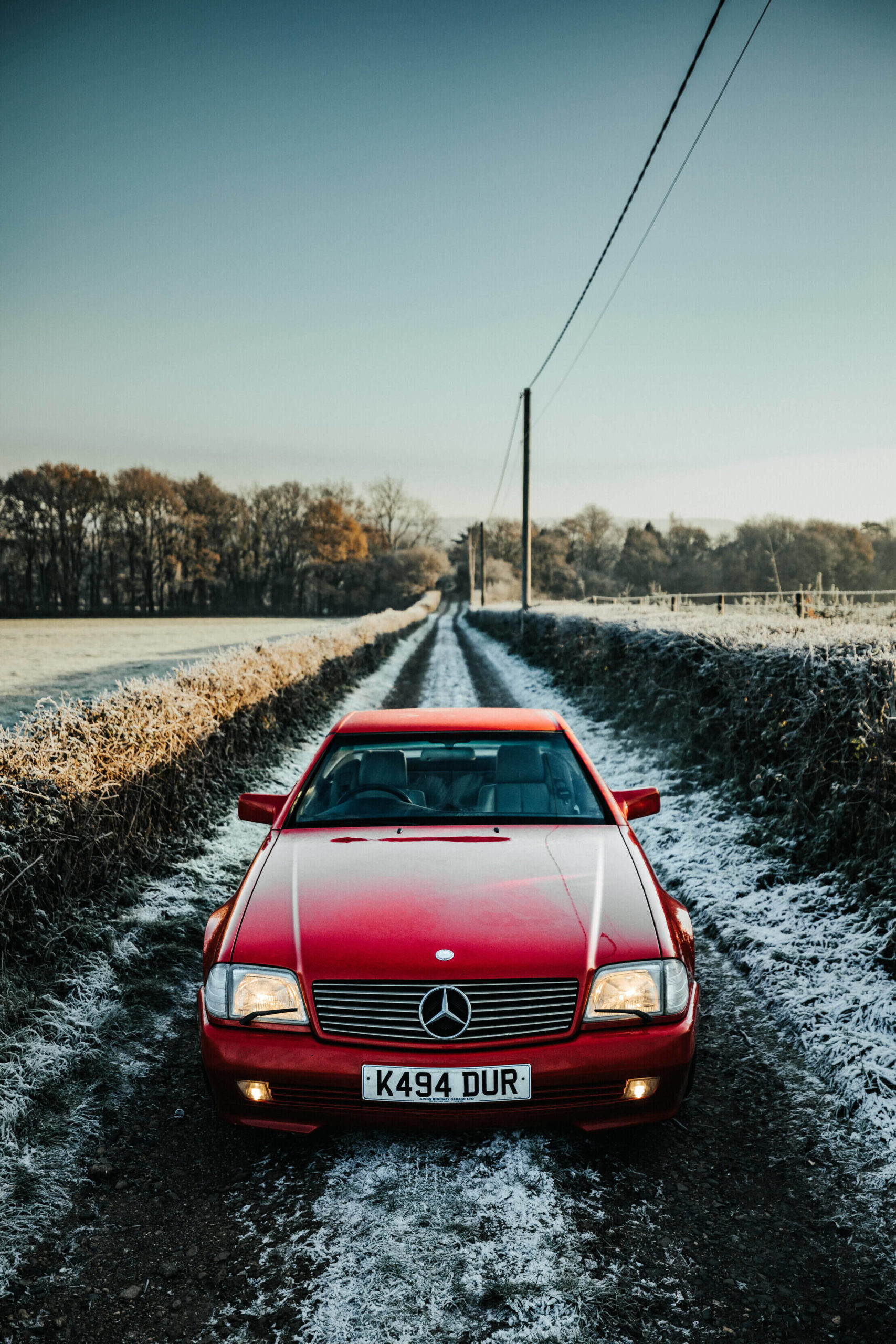 300SL on a frosty country lane.