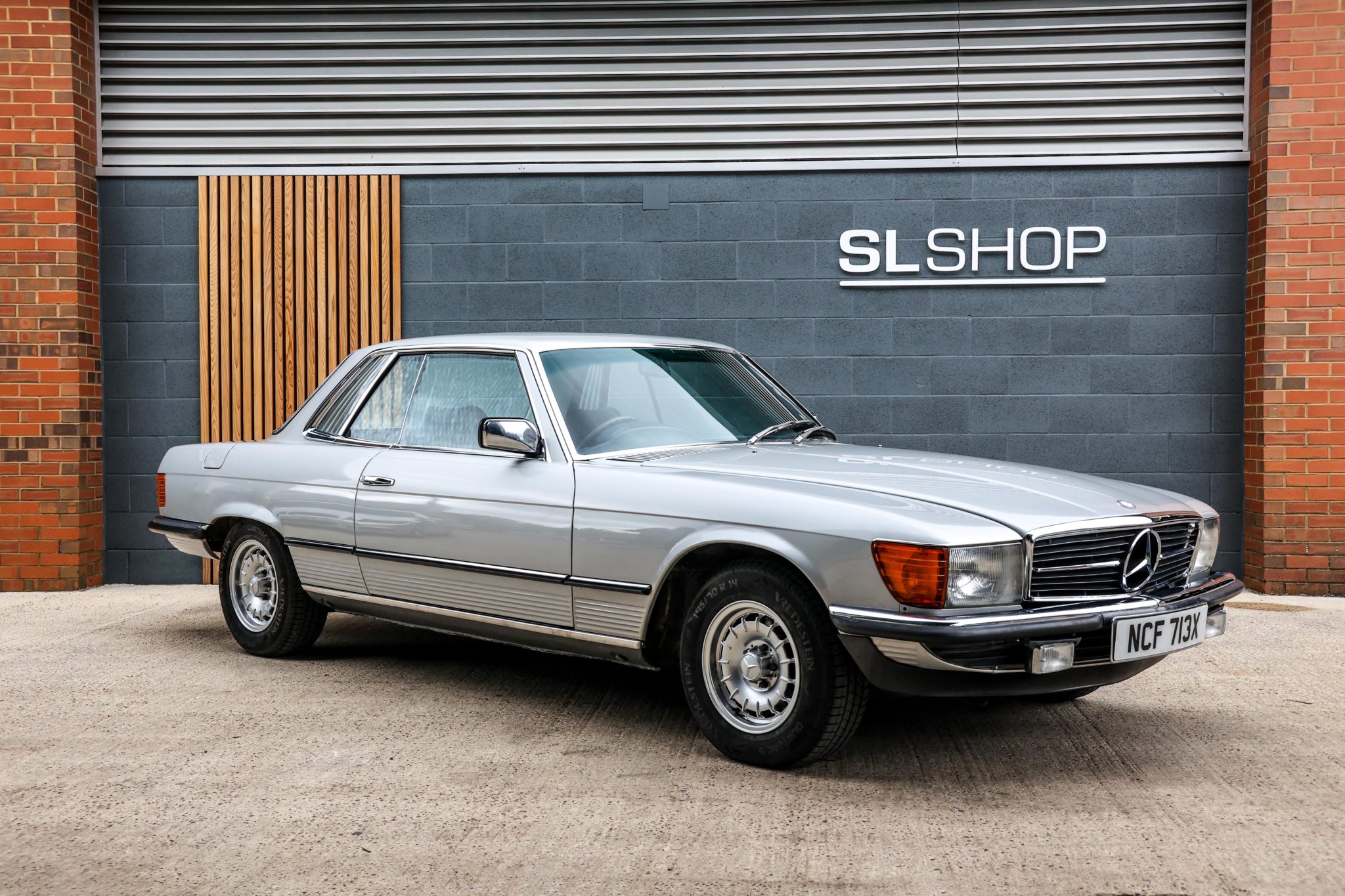 1981 Mercedes Benz C107 280SLC Astral Silver (735) with Blue