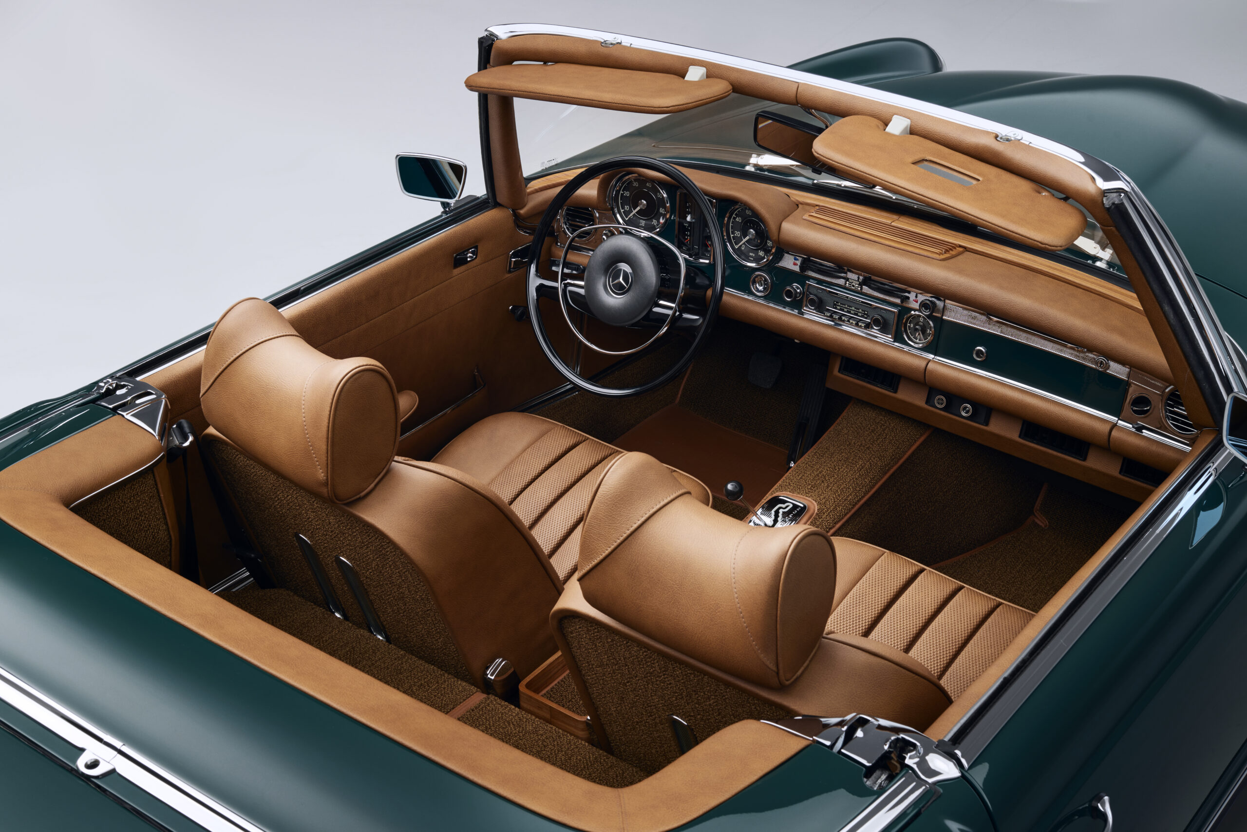 1970 Mercedes Benz W113 280SL Dark Green (268) with Cognac Leather