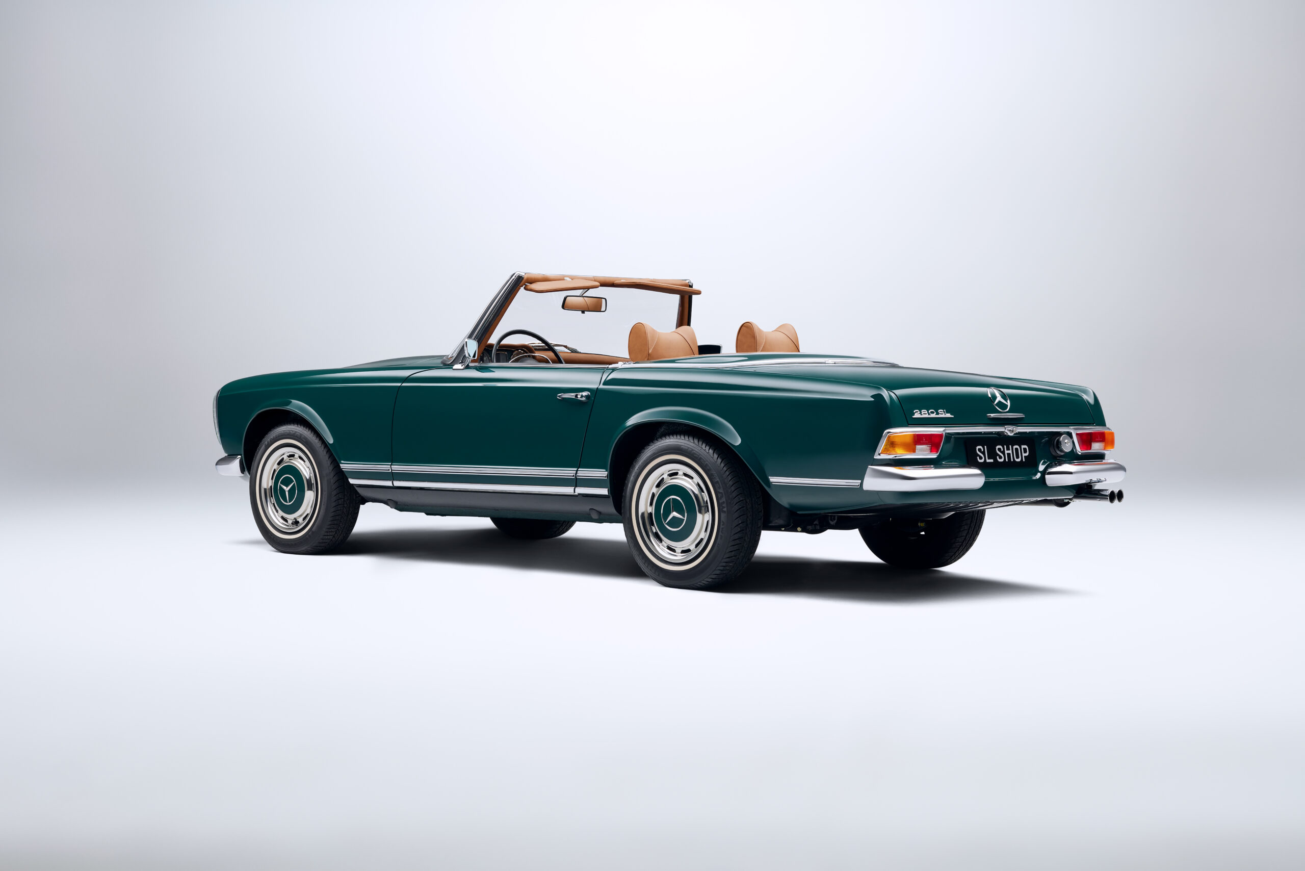 1970 Mercedes Benz W113 280SL Dark Green (268) with Cognac Leather